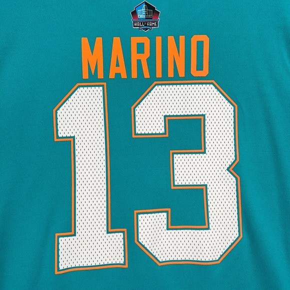 NFL Team Apparel Dan Marino 13 Miami Dolphins Jersey T-Shirt Mens 2XL Teal Blue - Picture 7 of 10